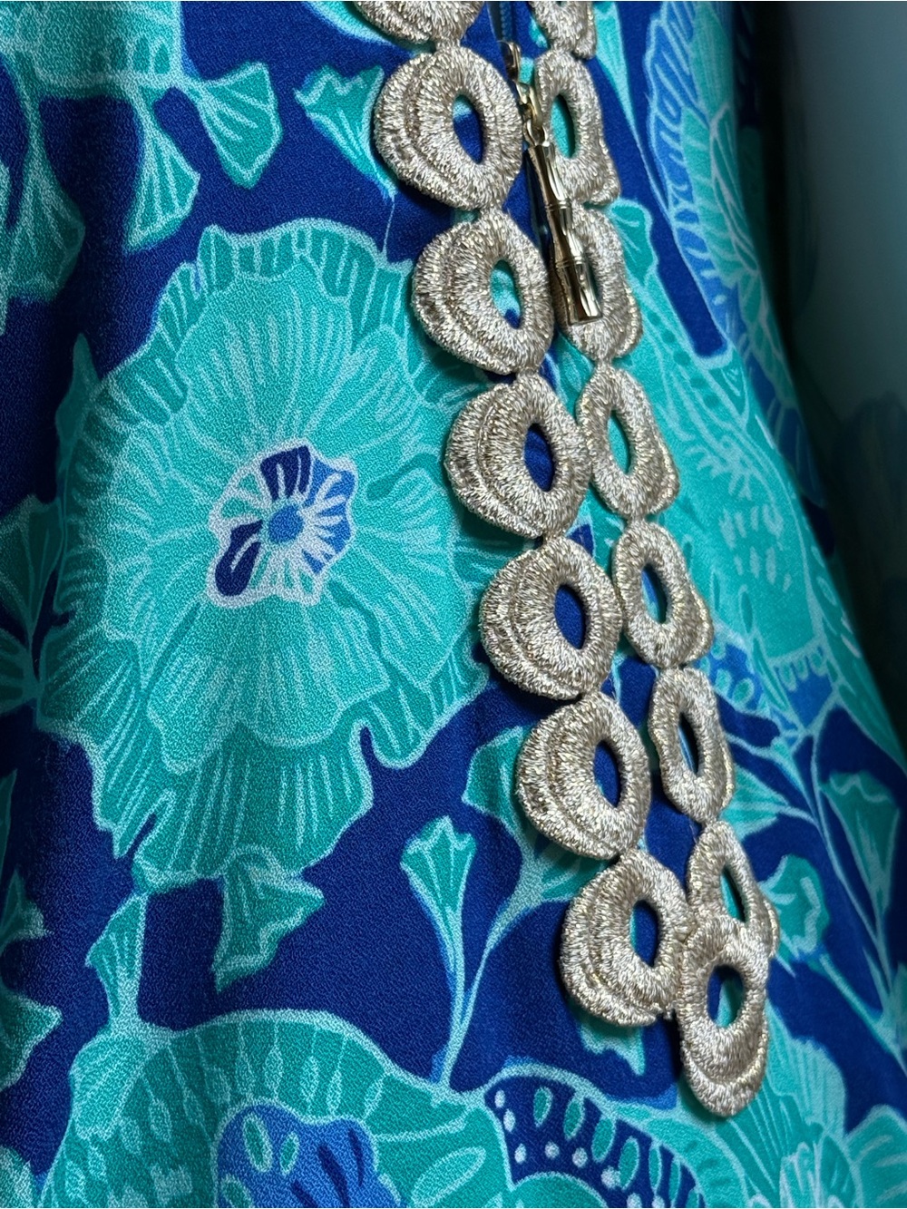 Bright Turquoise, Royal Blue & Gold Lilly Pulitzer Dress - Picture 10 of 16